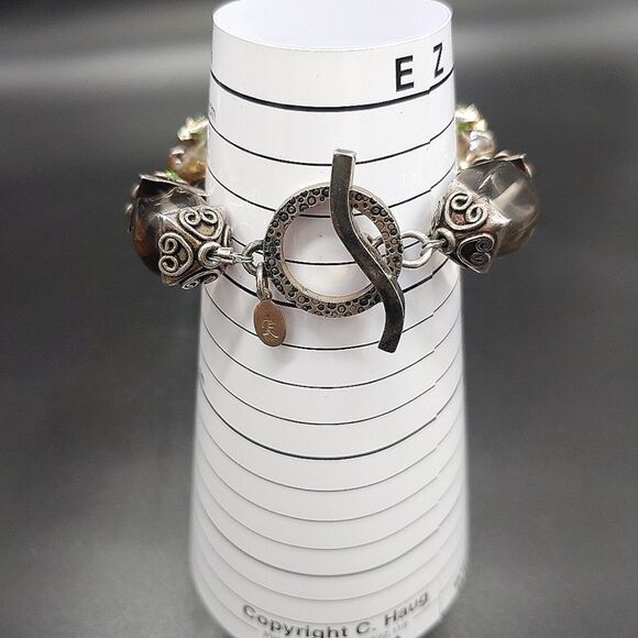 Silvertone glass bead bracelet GLOWS - Picture 5 of 6